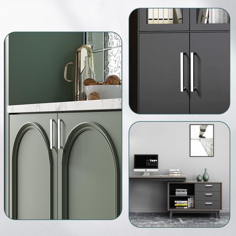 GOBEKOR 5 Pack Cabinet Handles Polished Chrome Cabinet Pulls Square Drawer Pulls 6-1/4in(160mm) Hole Centers, Square Kitchen Cabinet Handles Modern Dresser Handles Cabinet Hardware - Image 4